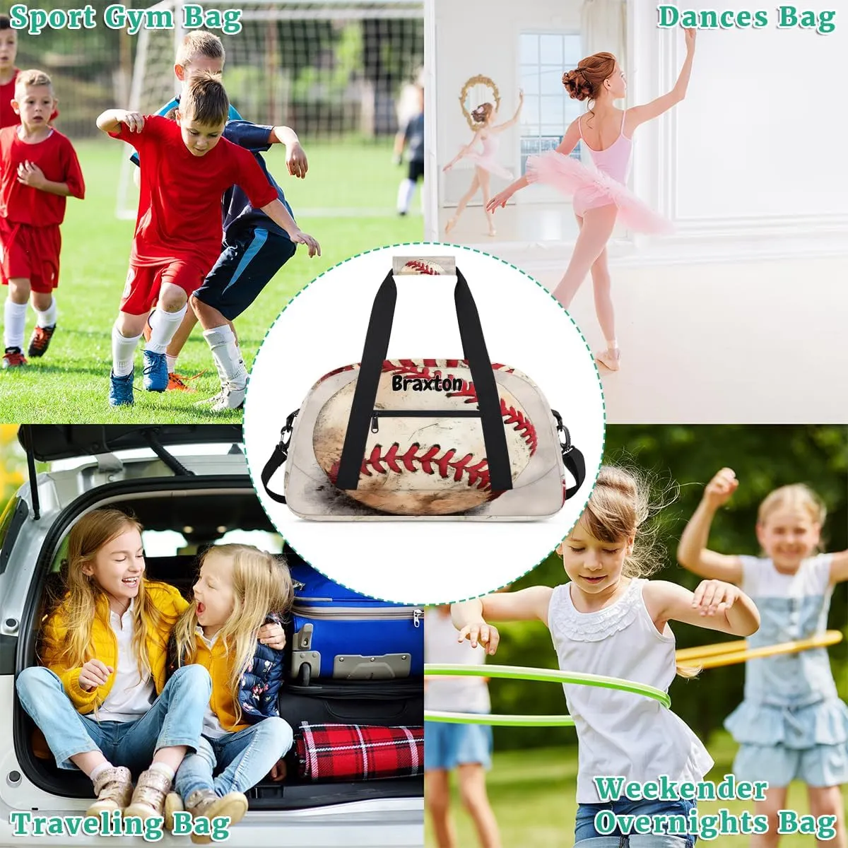 Personalized Baseball Sports Duffel Bag with Name, Men Sport Duffel Gym Training Bag Weekender Bags Athlete Bag Travel Workout Duffel Bag, Retro Baseball
