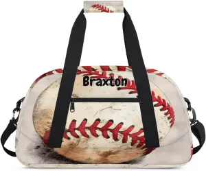Personalized Baseball Sports Duffel Bag with Name, Men Sport Duffel Gym Training Bag Weekender Bags Athlete Bag Travel Workout Duffel Bag, Retro Baseball
