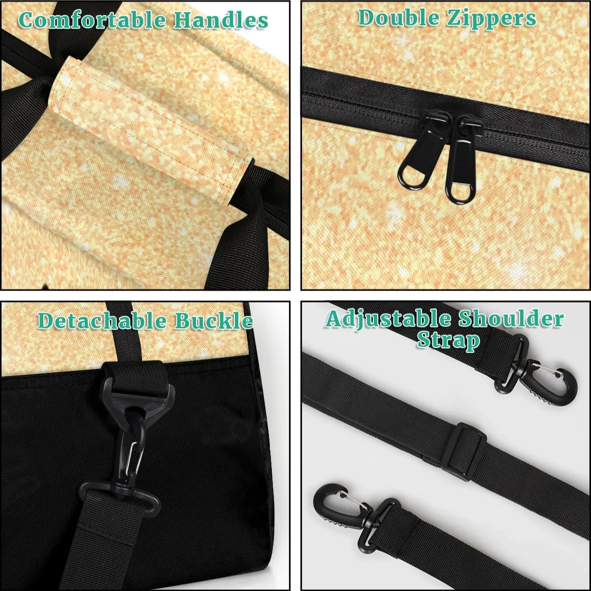 Personalized Cheerleader Bag for Girls Kids, Custom Gym Bag Overnight Small Duffel Bag with Padded Handles Carry On Weekend Sports Travel Bag for School Practice, Cheerleader Glitter Yellow
