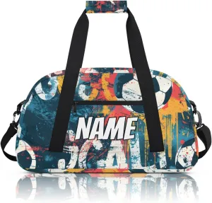 Personalized Custom Gym Bag for Women Men Carry on Football Sports Travel Duffel Tote Doodle Background Overnight Workout Weekender Bag