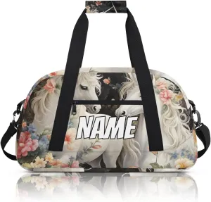 Personalized Custom Gym Bag for Women Men Carry on Forest Unicorn Travel Duffel Tote Romantic Flowers Overnight Workout Weekender Bag