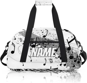 Personalized Custom Gym Bag for Women Men Carry on Music Note Travel Duffel Tote Rustic Black Overnight Workout Weekender Bag