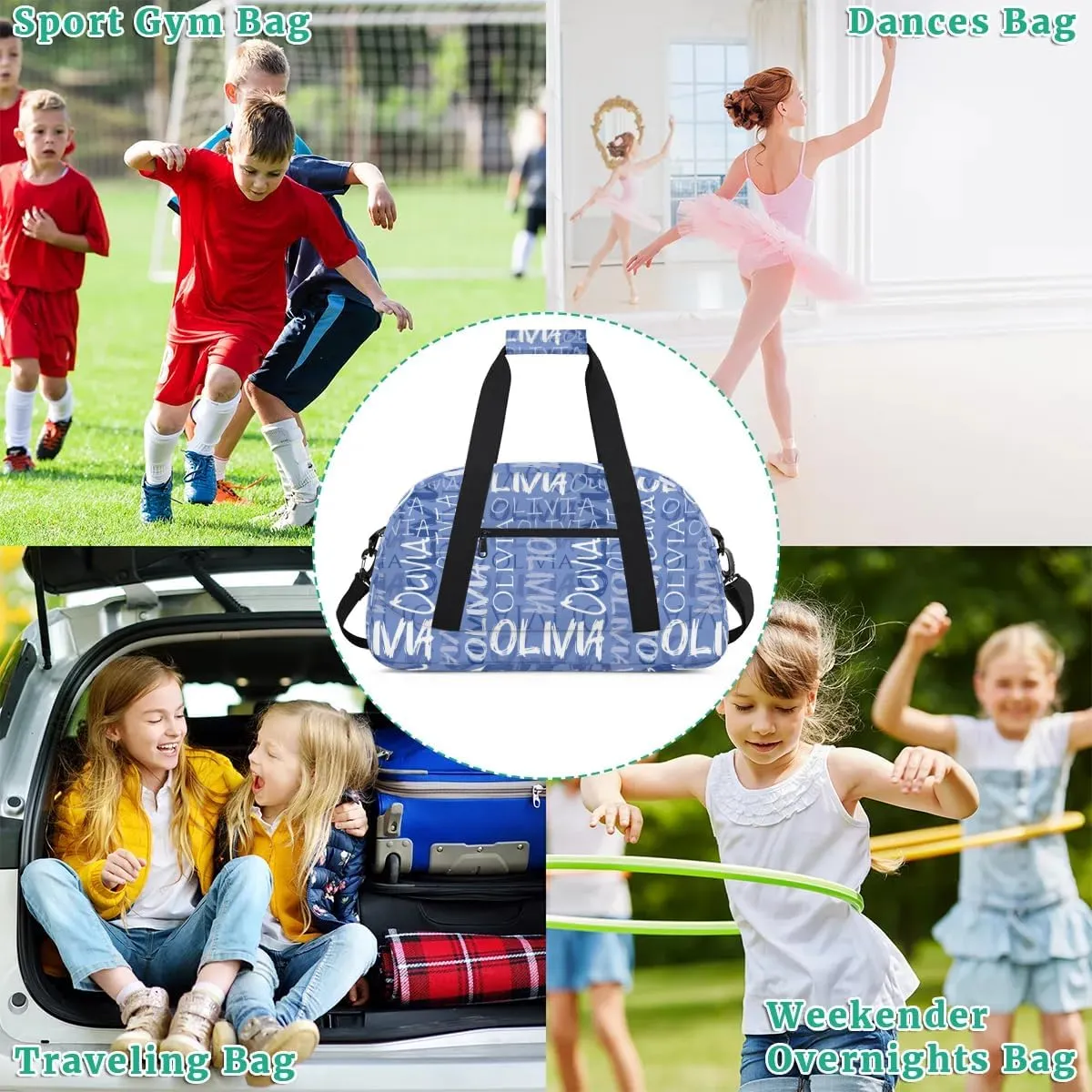 Personalized Dance Bag Cheerleading Bag for Girl Gifts, Overnight Duffel Bags Cheerleader for Kids Personalized Sport Gym Bag, Gymnastics Duffel Bag - Colorful Names