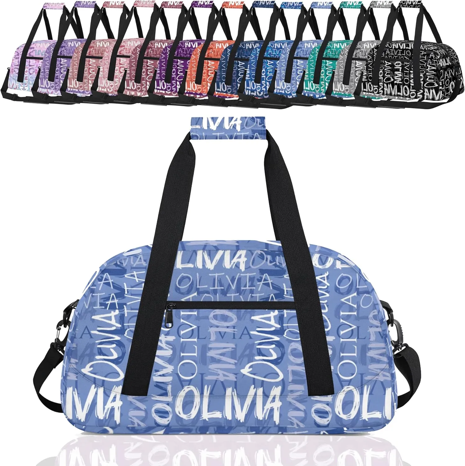 Personalized Dance Bag Cheerleading Bag for Girl Gifts, Overnight Duffel Bags Cheerleader for Kids Personalized Sport Gym Bag, Gymnastics Duffel Bag - Colorful Names