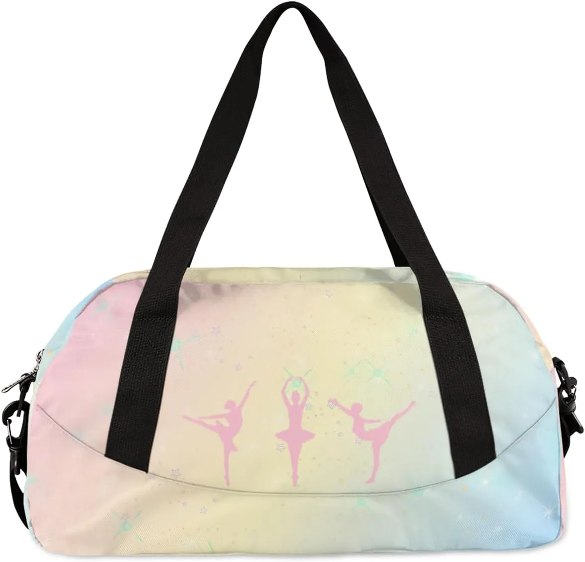 Personalized Gym Bag for Girls Teens, Custom Dance Bag Overnight Small Duffel Bag Carry On Weekend Sports Travel Bag for School Practice Gymnastics Ballet, Color Stars Gradient
