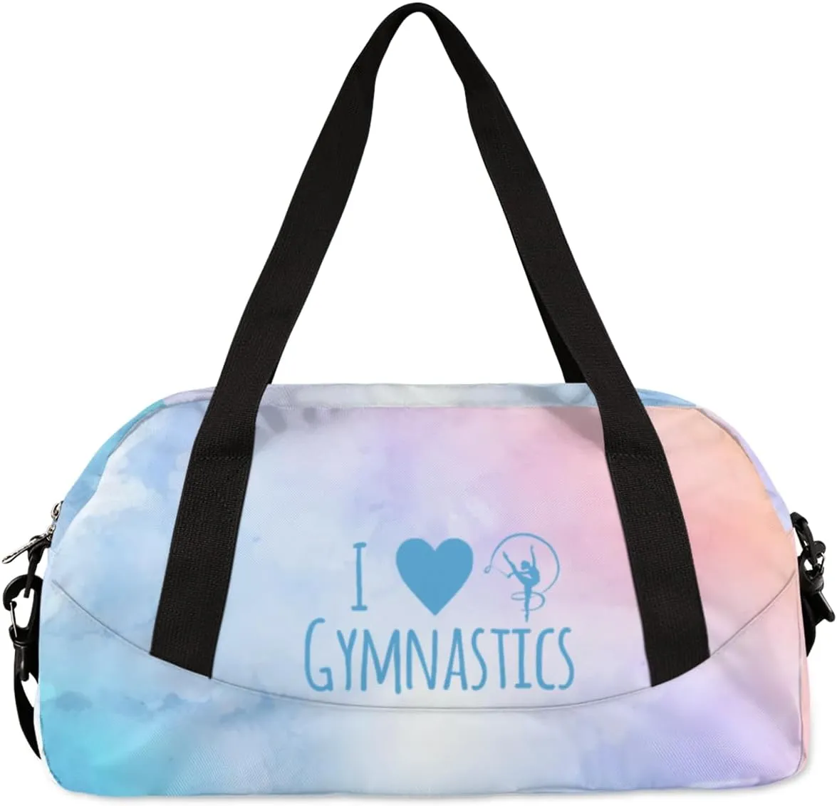 Personalized Gym Bag for Girls Teens, Custom Dance Bag Overnight Small Duffel Bag Carry On Weekend Sports Travel Bag for School Practice Gymnastics Ballet, Gymnastics Blue Pink Oil Painting