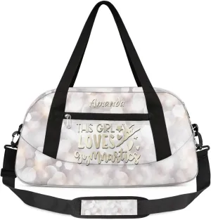 Personalized Gym Bag for Girls Teens, Custom Dance Bag Overnight Small Duffel Bag Carry On Weekend Sports Travel Bag for School Practice Gymnastics Ballet, Gymnastics Star Hexagon