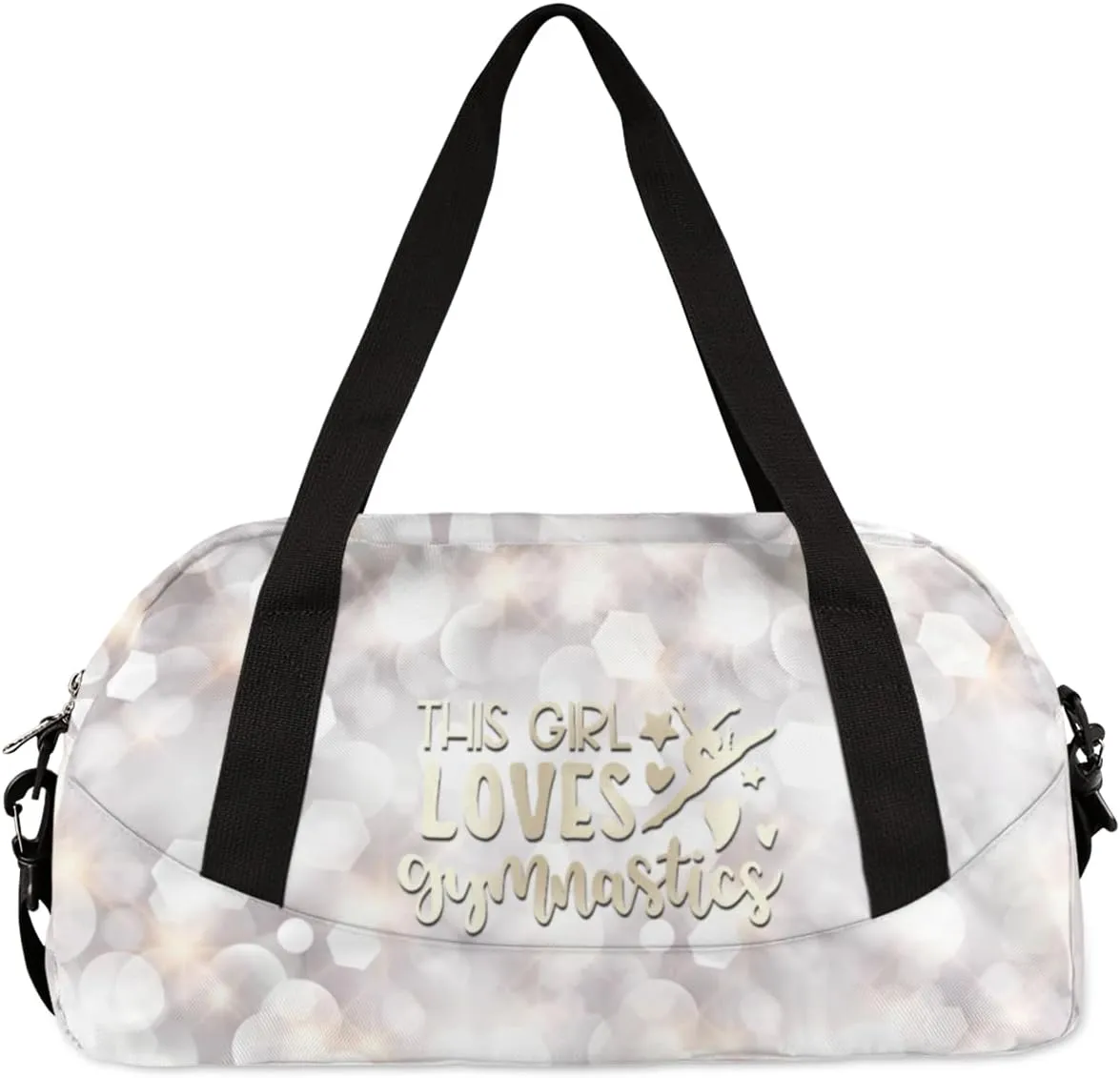 Personalized Gym Bag for Girls Teens, Custom Dance Bag Overnight Small Duffel Bag Carry On Weekend Sports Travel Bag for School Practice Gymnastics Ballet, Gymnastics Star Hexagon