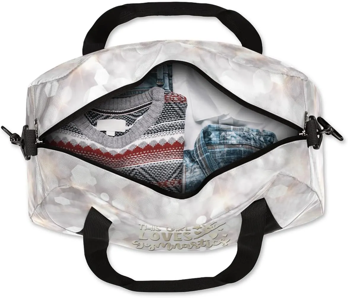 Personalized Gym Bag for Girls Teens, Custom Dance Bag Overnight Small Duffel Bag Carry On Weekend Sports Travel Bag for School Practice Gymnastics Ballet, Gymnastics Star Hexagon