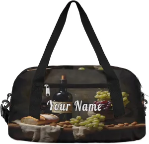 Personalized Kids Duffel Bag Art Painting Wine Grape,Custom Sport Gym Bag for Boys Girls,WWeekender Overnight Bags Travel Duffel Bag,Customized Kids Gift