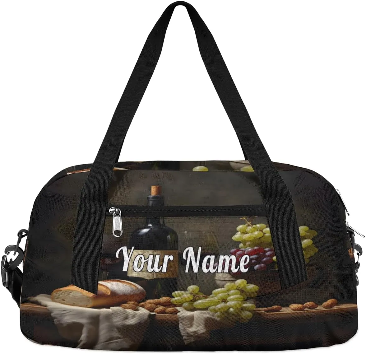 Personalized Kids Duffel Bag Art Painting Wine Grape,Custom Sport Gym Bag for Boys Girls,WWeekender Overnight Bags Travel Duffel Bag,Customized Kids Gift