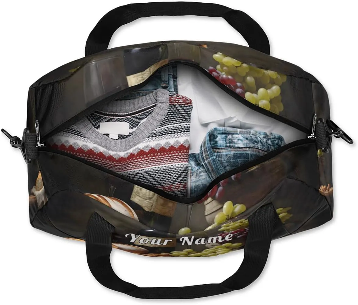 Personalized Kids Duffel Bag Art Painting Wine Grape,Custom Sport Gym Bag for Boys Girls,WWeekender Overnight Bags Travel Duffel Bag,Customized Kids Gift