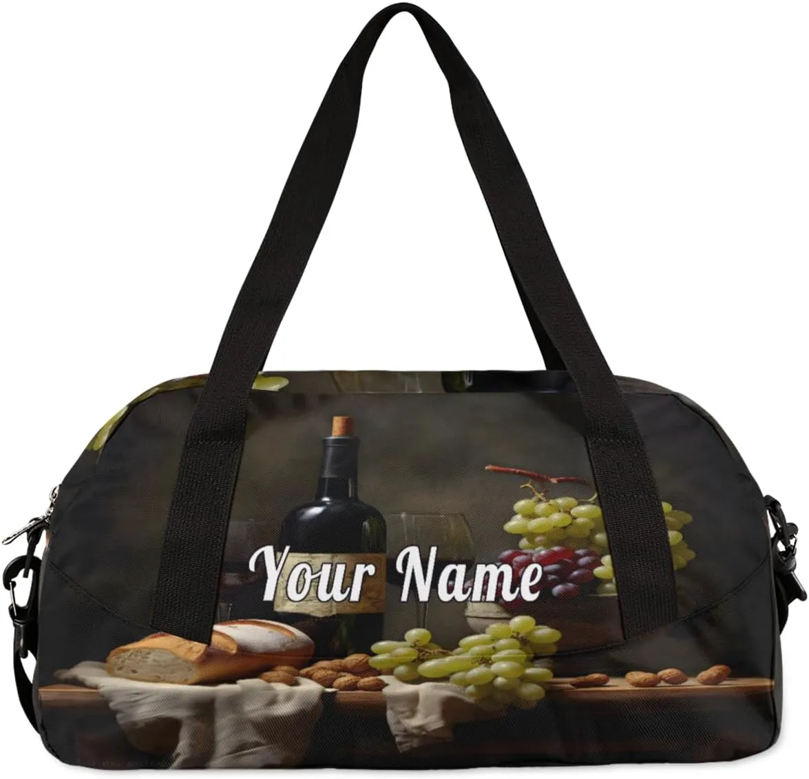 Personalized Kids Duffel Bag Art Painting Wine Grape,Custom Sport Gym Bag for Boys Girls,WWeekender Overnight Bags Travel Duffel Bag,Customized Kids Gift