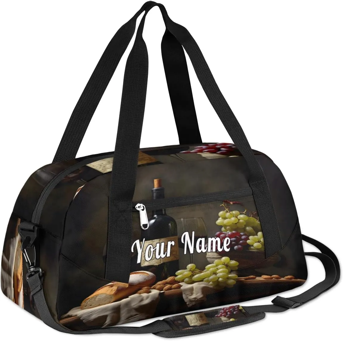 Personalized Kids Duffel Bag Art Painting Wine Grape,Custom Sport Gym Bag for Boys Girls,WWeekender Overnight Bags Travel Duffel Bag,Customized Kids Gift