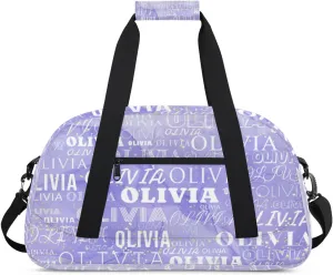 Personalized Kids Duffel Bag with Your Name Lightweight Waterproof Custom Sports Gym Bag with Front Zipper Pocket Foldable Weekender Overnight Bag for School Practice Gymnastic Ballet
