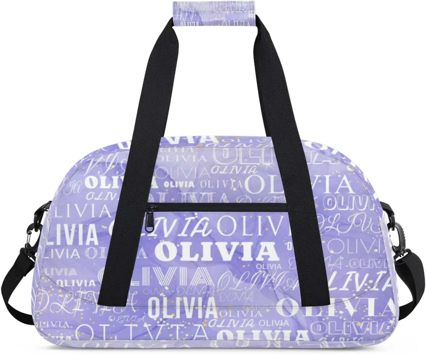 Personalized Kids Duffel Bag with Your Name Lightweight Waterproof Custom Sports Gym Bag with Front Zipper Pocket Foldable Weekender Overnight Bag for School Practice Gymnastic Ballet