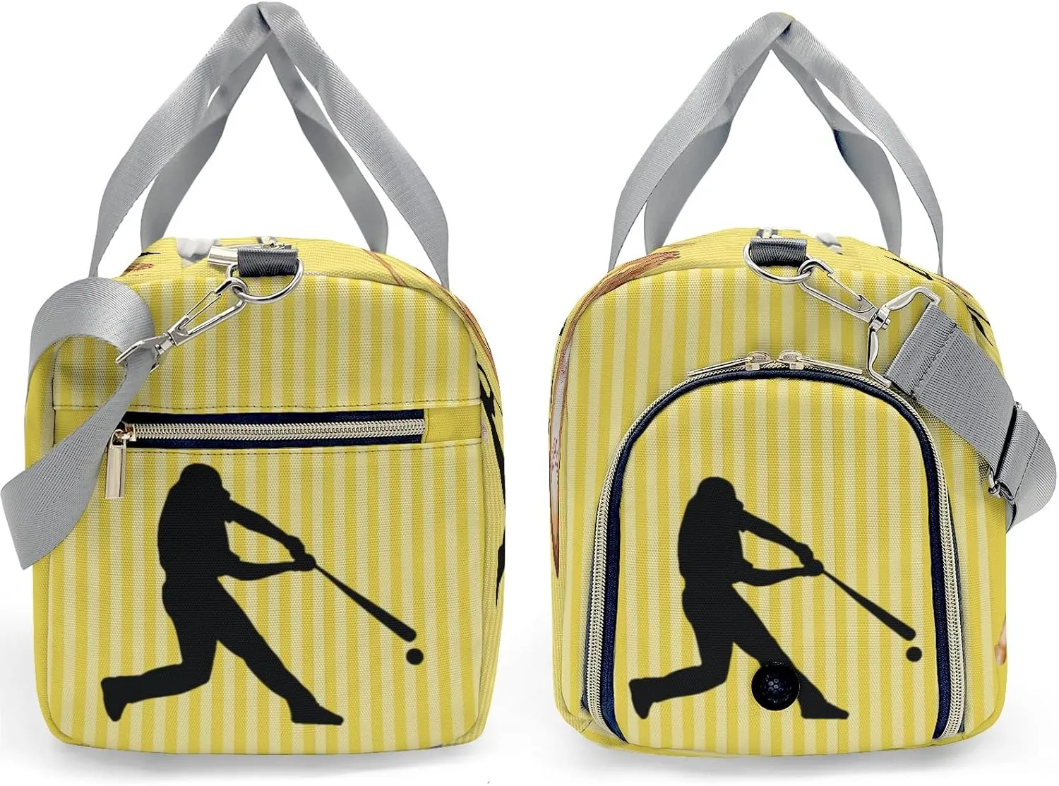 Personalized Sport Player Duffle Bag for Travel,Custom Carry on Bag Baseball Player Stripes Yellow Travel Bags Overnight Weekend Gym Bag Carry On Luggage Bags