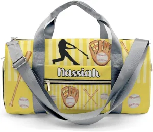 Personalized Sport Player Duffle Bag for Travel,Custom Carry on Bag Baseball Player Stripes Yellow Travel Bags Overnight Weekend Gym Bag Carry On Luggage Bags