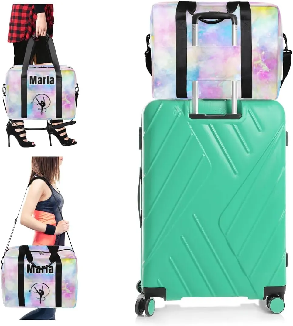 Personalized Travel Duffel Bag with Name - Custom Letter Oxford Cloth Dance Gym Bag ，Sport Bag Weekender Overnight Bag for Traveling for Women Men Gift for Festival