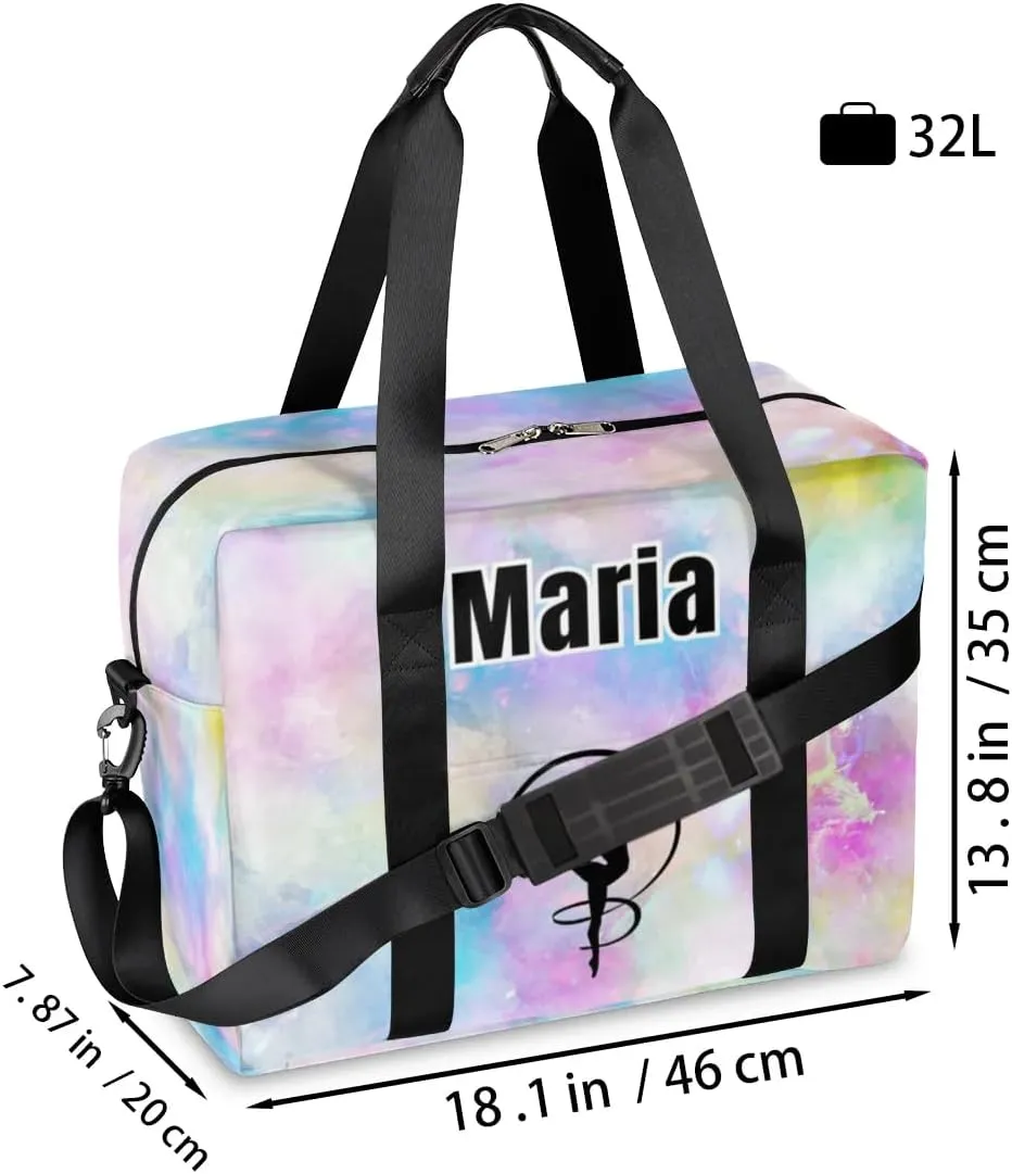 Personalized Travel Duffel Bag with Name - Custom Letter Oxford Cloth Dance Gym Bag ，Sport Bag Weekender Overnight Bag for Traveling for Women Men Gift for Festival