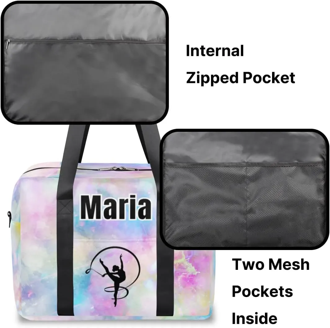 Personalized Travel Duffel Bag with Name - Custom Letter Oxford Cloth Dance Gym Bag ，Sport Bag Weekender Overnight Bag for Traveling for Women Men Gift for Festival