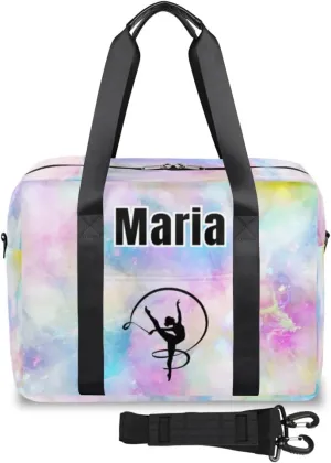 Personalized Travel Duffel Bag with Name - Custom Letter Oxford Cloth Dance Gym Bag ，Sport Bag Weekender Overnight Bag for Traveling for Women Men Gift for Festival