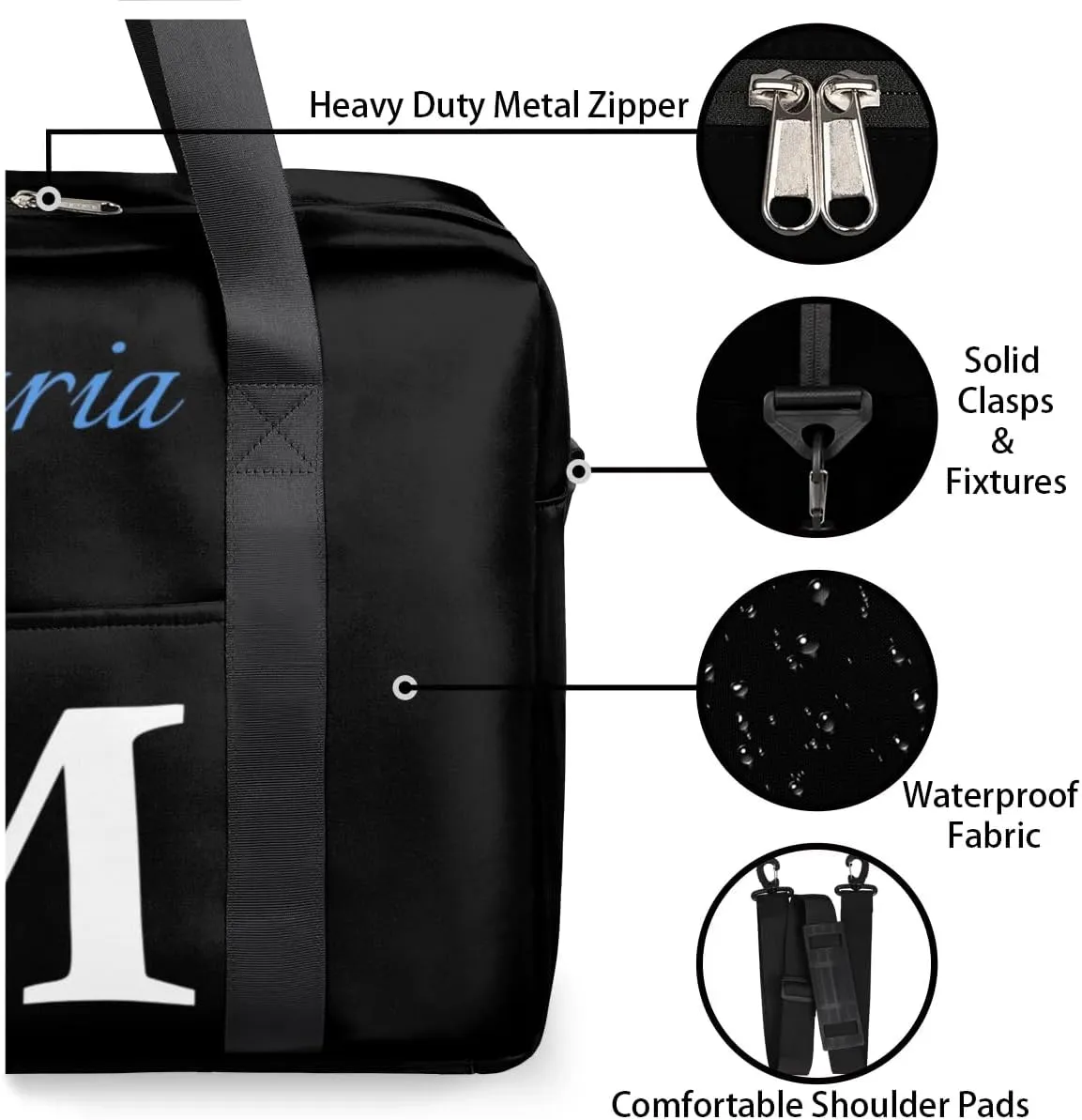 Personalized Travel Duffel Bag with Name - Custom Letter Oxford Cloth Gym Bag ，Sport Bag Weekender Overnight Bag for Traveling for Women Men Gift for Festival Style 2