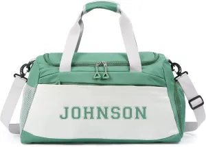 Personalized Travel Duffel Bag with Name - Oxford Cloth Gym Bag with Shoes and Wet Pockets Sport Bag Weekender Overnight Bag for Traveling for Women Men Compartment Gift for Christmas Groomsman Brides