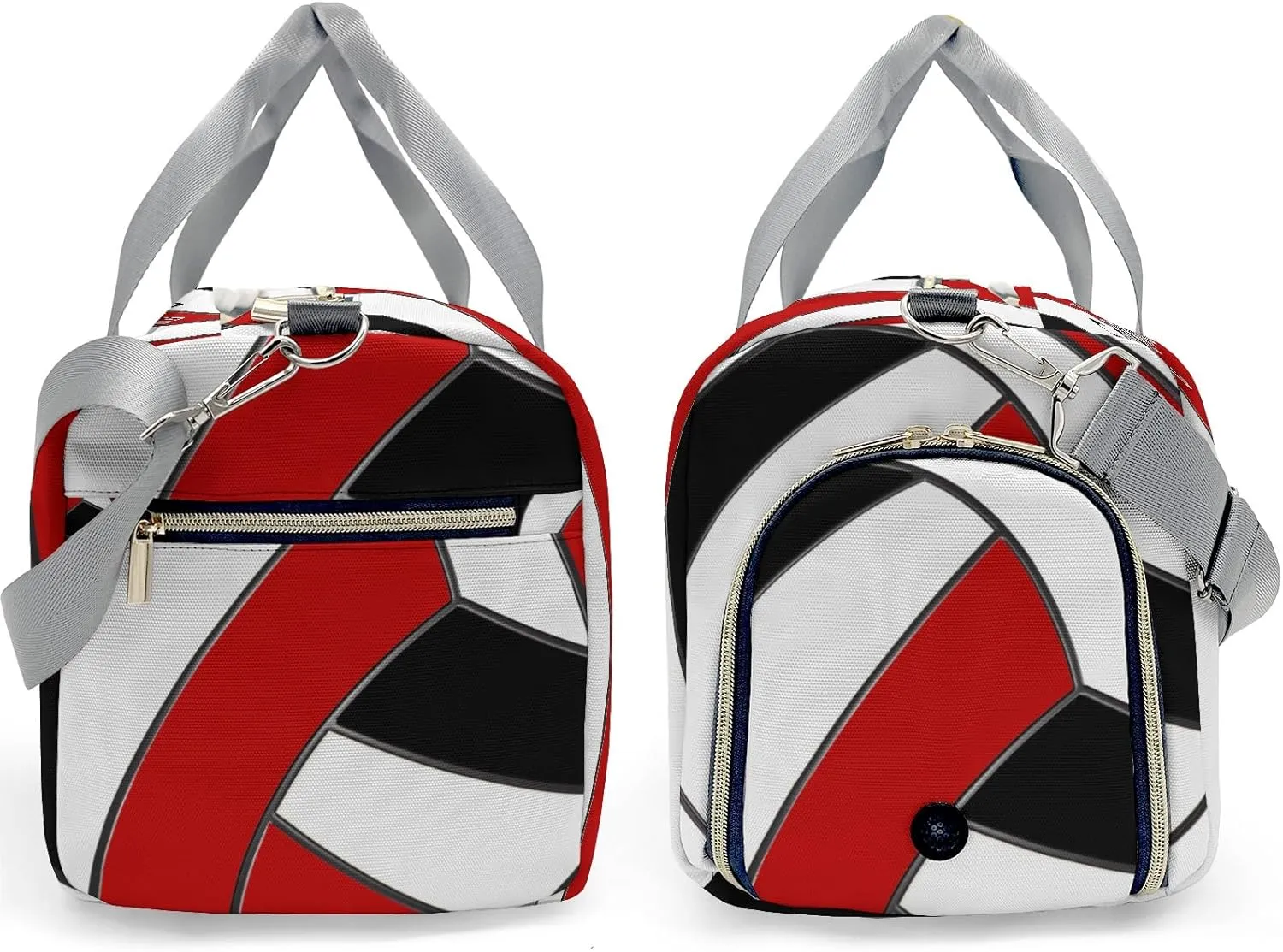Personalized Volleyball Black Red Duffel Bag Travel Bag with Shoes Compartment Gym Yoga Sport Men Women Waterproof with Name