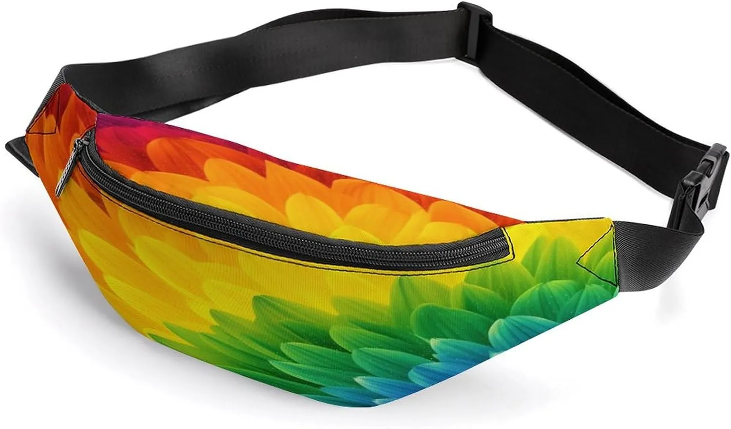 Personalized Waist Packs with Adjustable Strap,Sunflower Rainbow CrossBody Fanny Pack Casual Bag for Travel Sports Running Hiking