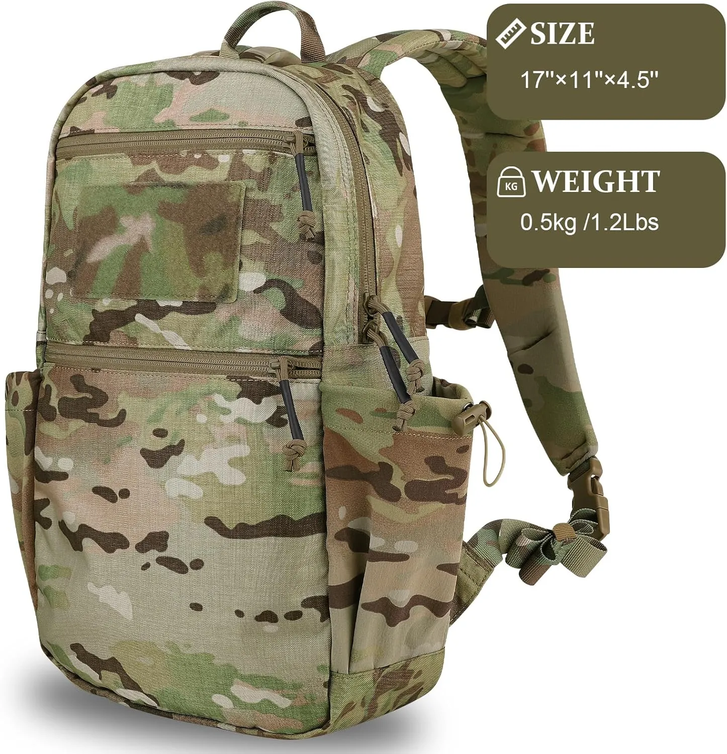 PETAC GEAR 14L Daypack Outdoor EDC Backpack Lightweight Tactical Range Pack Travel Hiking waterproof Daypacks (MC)
