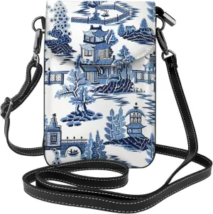 Peynir Asia Oriental Blue Cell Phone Purse Small Crossbody Bags Lightweight Shoulder Bag For Women
