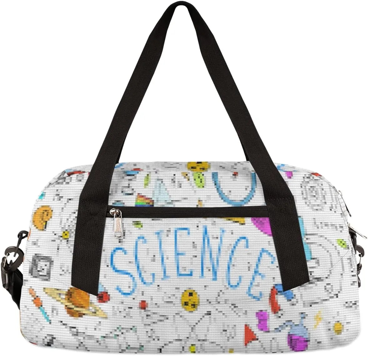 Physics Mathematics Scientific Formulas Kids Duffel Bag for Girls Boys Teens, Physics Pixel Wind Dance Bag Overnight Small Duffel Bag Carry On Weekend Sports Gym Travel Bag for School Practice Gymnastics Ballet