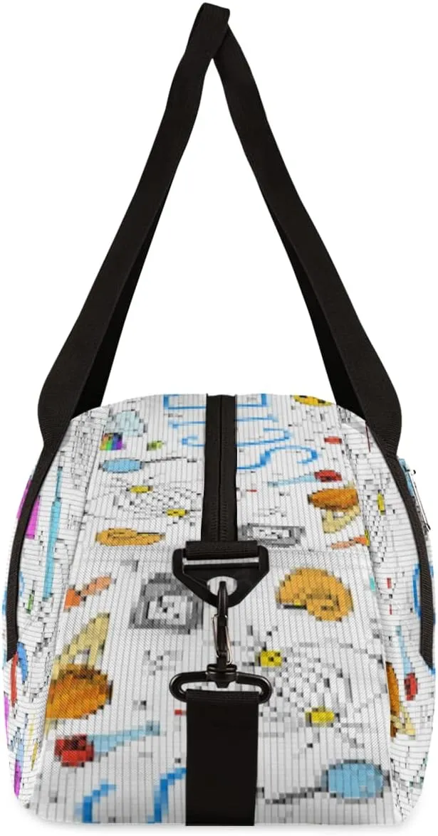 Physics Mathematics Scientific Formulas Kids Duffel Bag for Girls Boys Teens, Physics Pixel Wind Dance Bag Overnight Small Duffel Bag Carry On Weekend Sports Gym Travel Bag for School Practice Gymnastics Ballet
