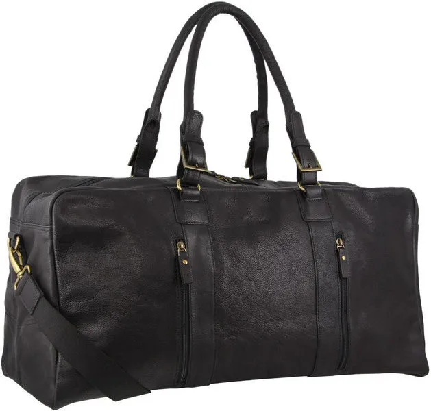 Pierre Cardin Leather overnight duffle 3139 BLACK