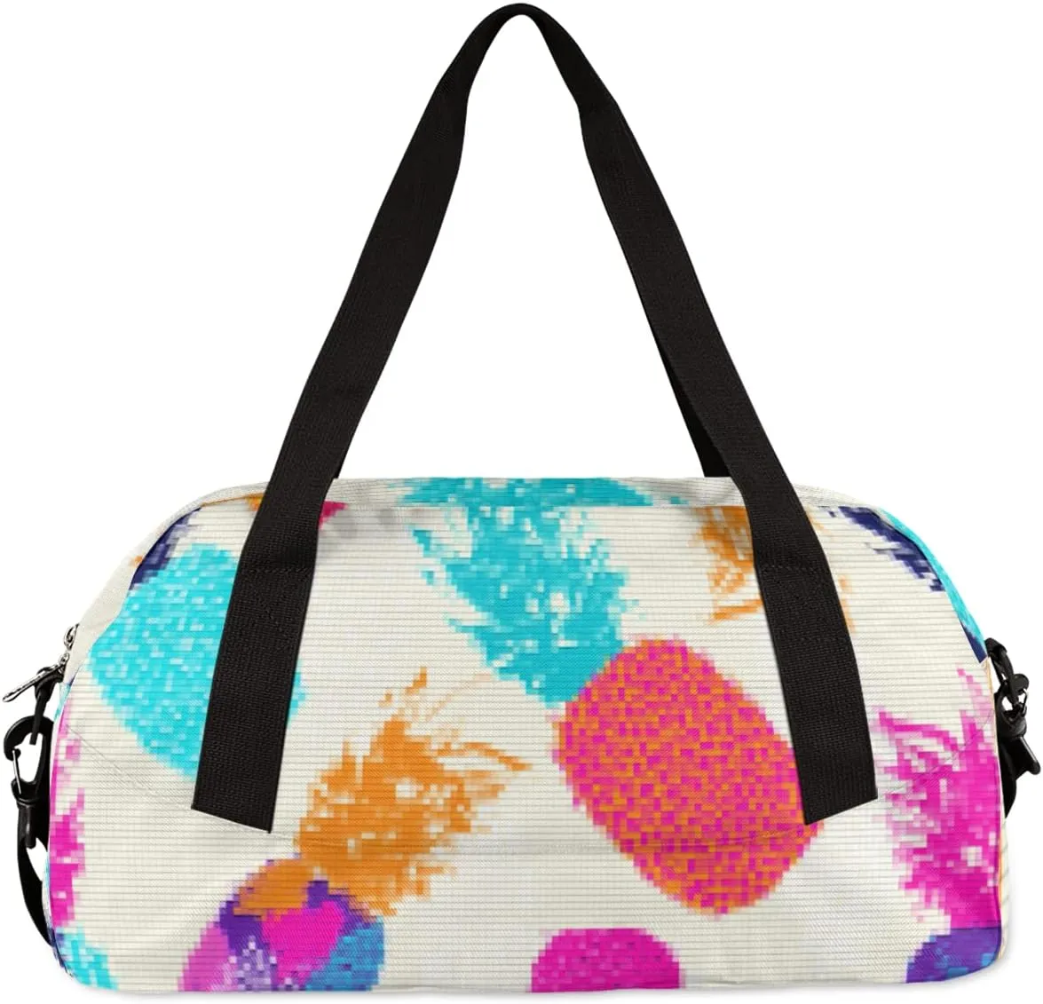 Pineapple Fruit Kids Duffel Bag for Girls Boys Teens, Pineapple Pixel Wind Dance Bag Overnight Small Duffel Bag Carry On Weekend Sports Gym Travel Bag for School Practice Gymnastics Ballet