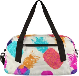 Pineapple Fruit Kids Duffel Bag for Girls Boys Teens, Pineapple Pixel Wind Dance Bag Overnight Small Duffel Bag Carry On Weekend Sports Gym Travel Bag for School Practice Gymnastics Ballet