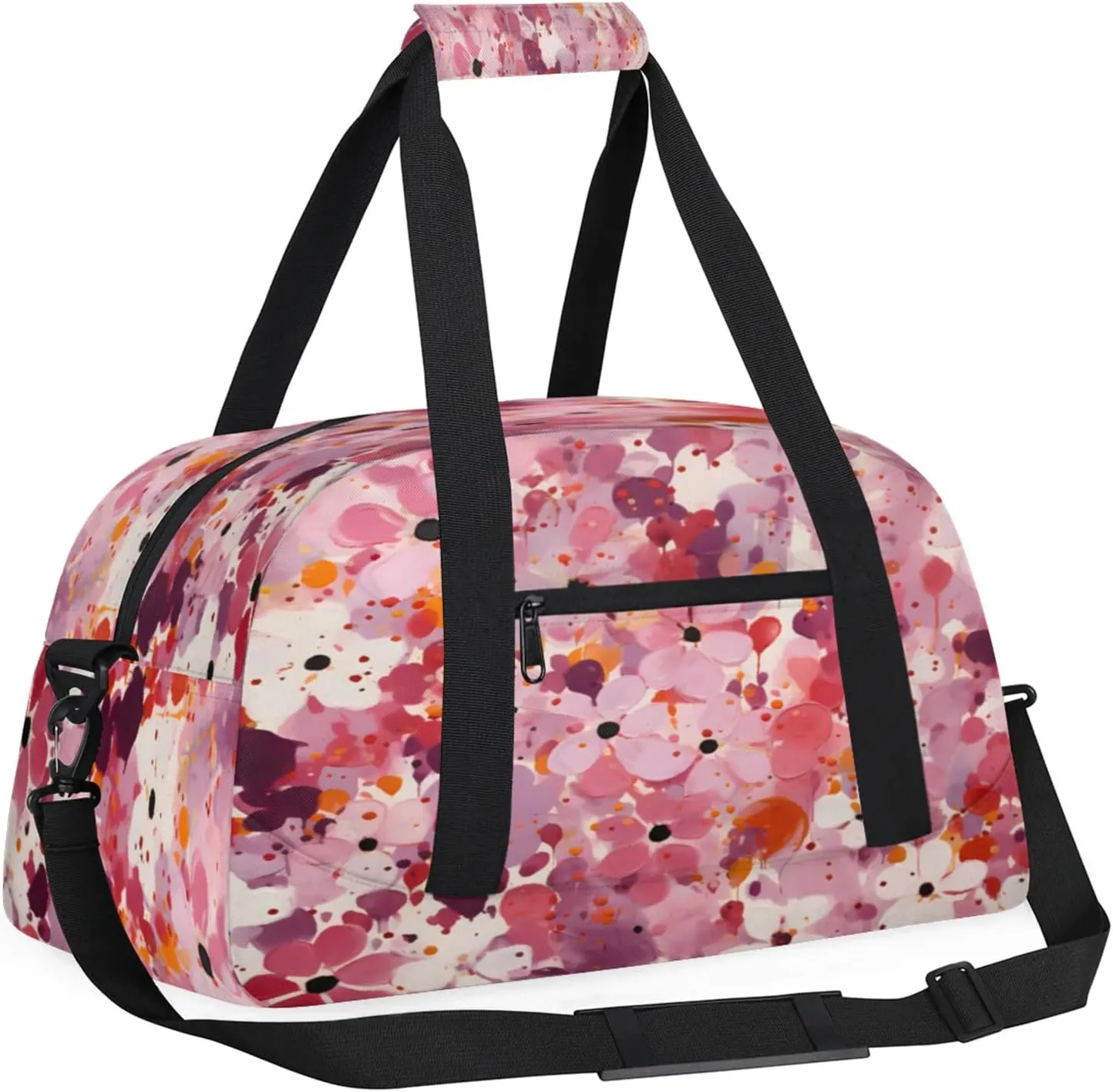 Pink Flower Abstract Small Gym Bag 18 inch Carry On Duffel Bag for Weekender Travel Sports Workout Yoga Gymnastics Dance Ballet