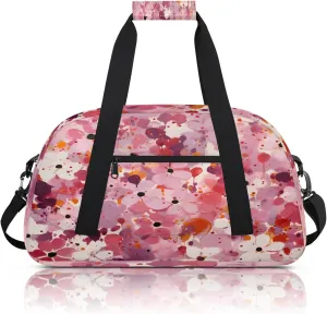 Pink Flower Abstract Small Gym Bag 18 inch Carry On Duffel Bag for Weekender Travel Sports Workout Yoga Gymnastics Dance Ballet