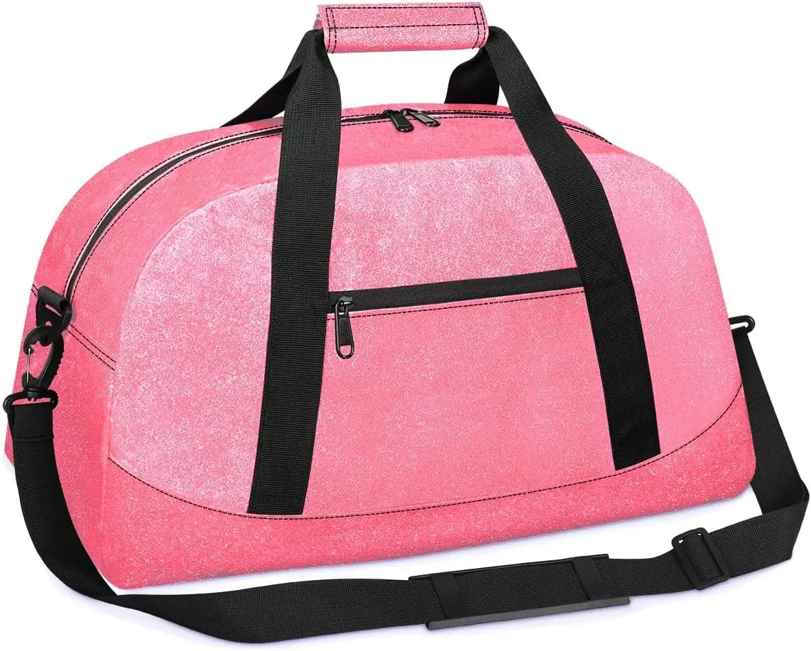 Pink Glitter Kid Weekender Bag for Girls - Sport Duffel, Sequin Gym Overnight, Lightweight Travel Dance, Water Resistant Sleepover Carry On Tote, Foldable Workout Sparkly