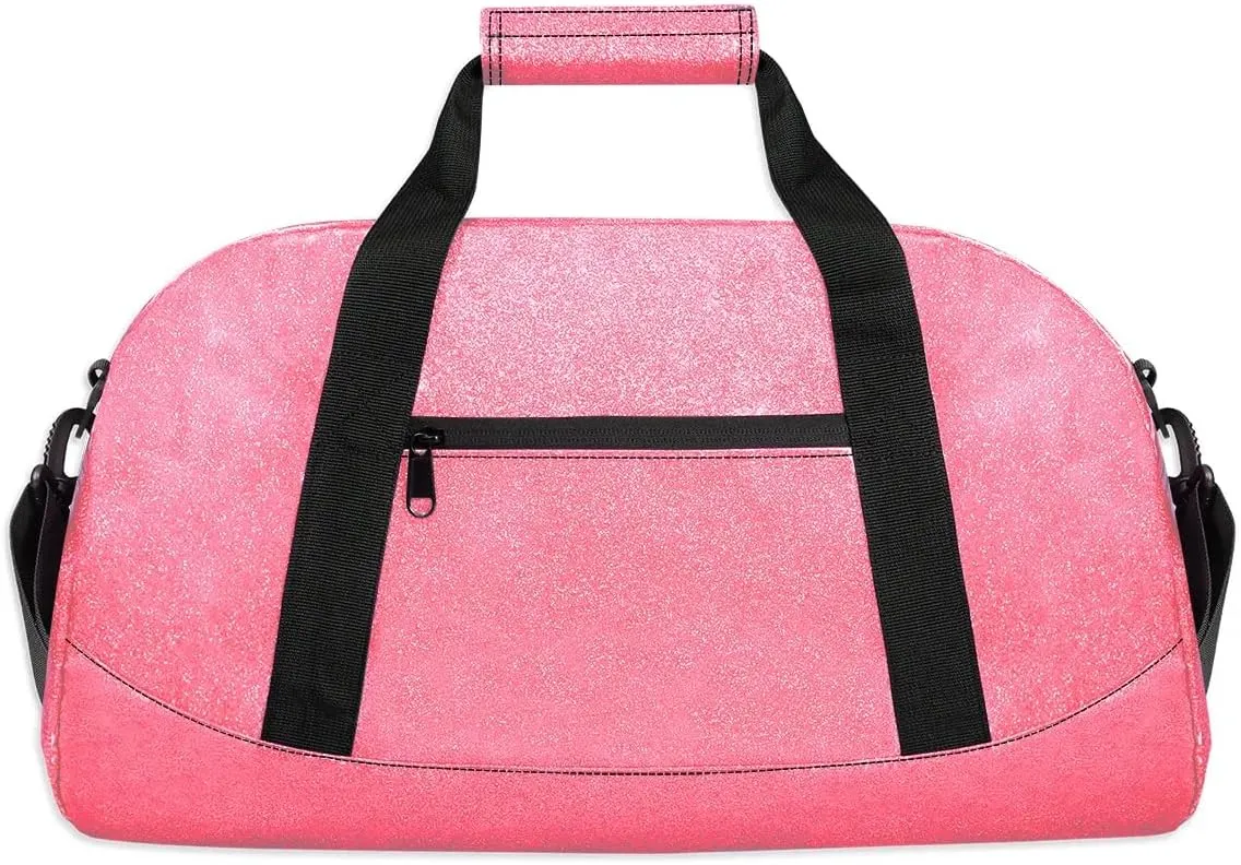 Pink Glitter Kid Weekender Bag for Girls - Sport Duffel, Sequin Gym Overnight, Lightweight Travel Dance, Water Resistant Sleepover Carry On Tote, Foldable Workout Sparkly
