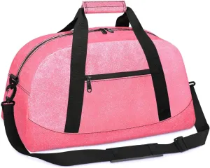 Pink Glitter Kid Weekender Bag for Girls - Sport Duffel, Sequin Gym Overnight, Lightweight Travel Dance, Water Resistant Sleepover Carry On Tote, Foldable Workout Sparkly