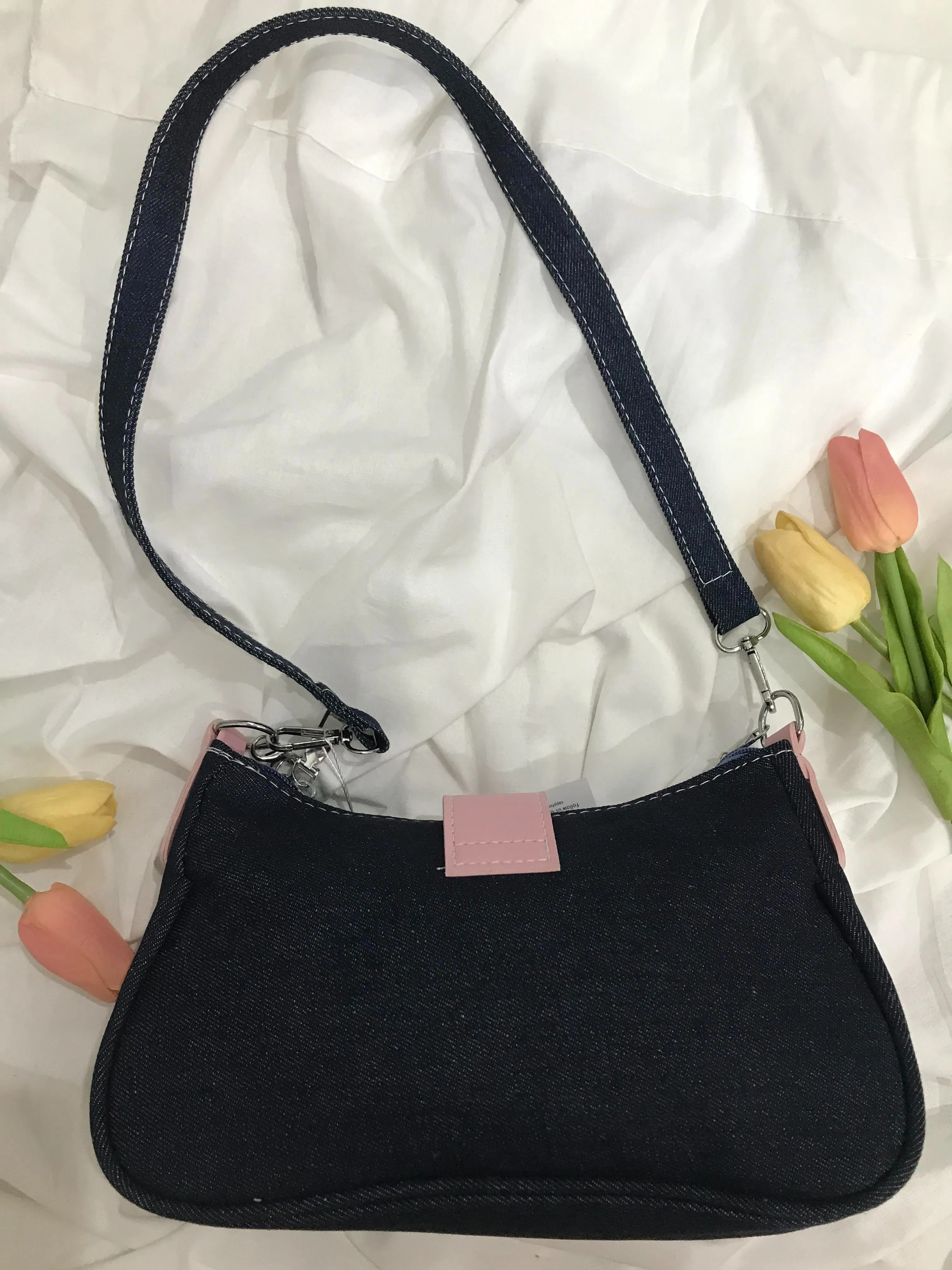 Pink Star on Denim Handbag