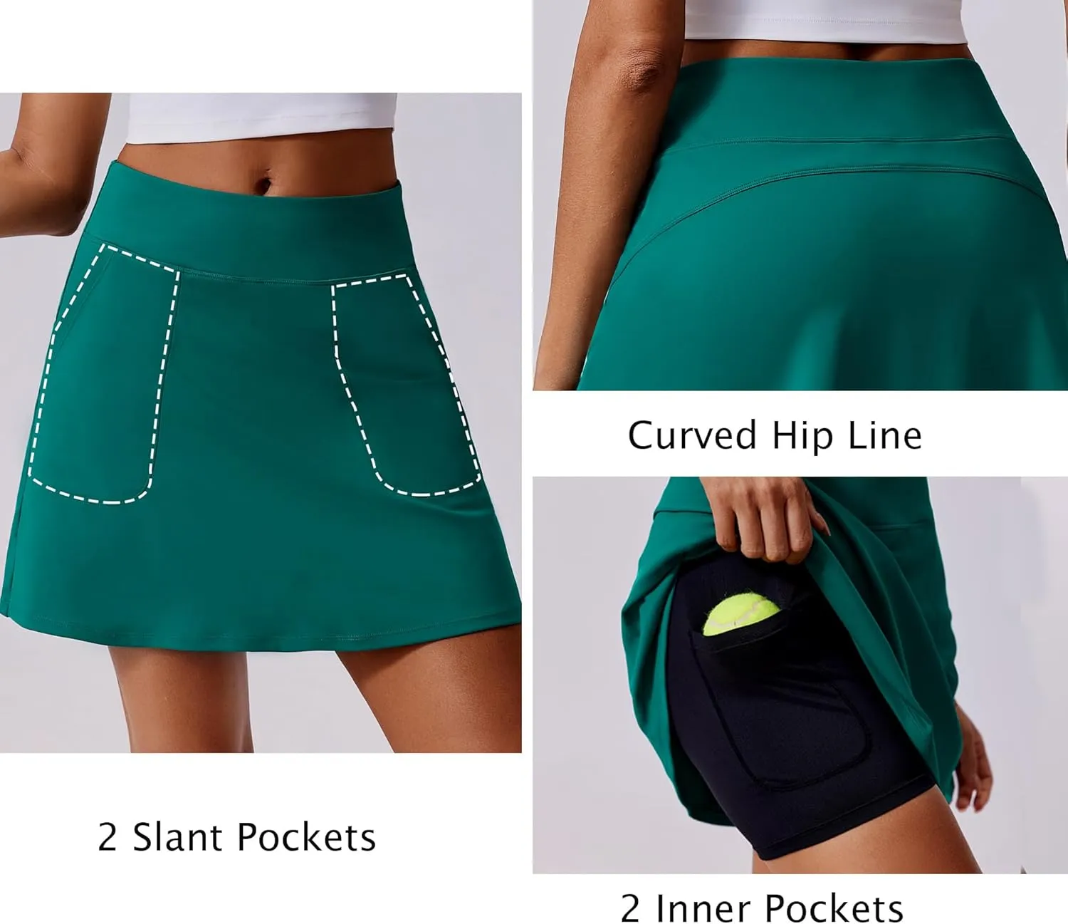 PINSPARK 18" Golf Skorts for Woman High Waisted Tennis Skirt UPF 50  Athletic Skort Skirts with 4 Pockets Workout Pickleball
