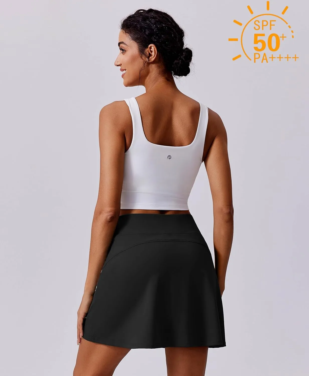PINSPARK 18" Golf Skorts for Woman High Waisted Tennis Skirt UPF 50  Athletic Skort Skirts with 4 Pockets Workout Pickleball