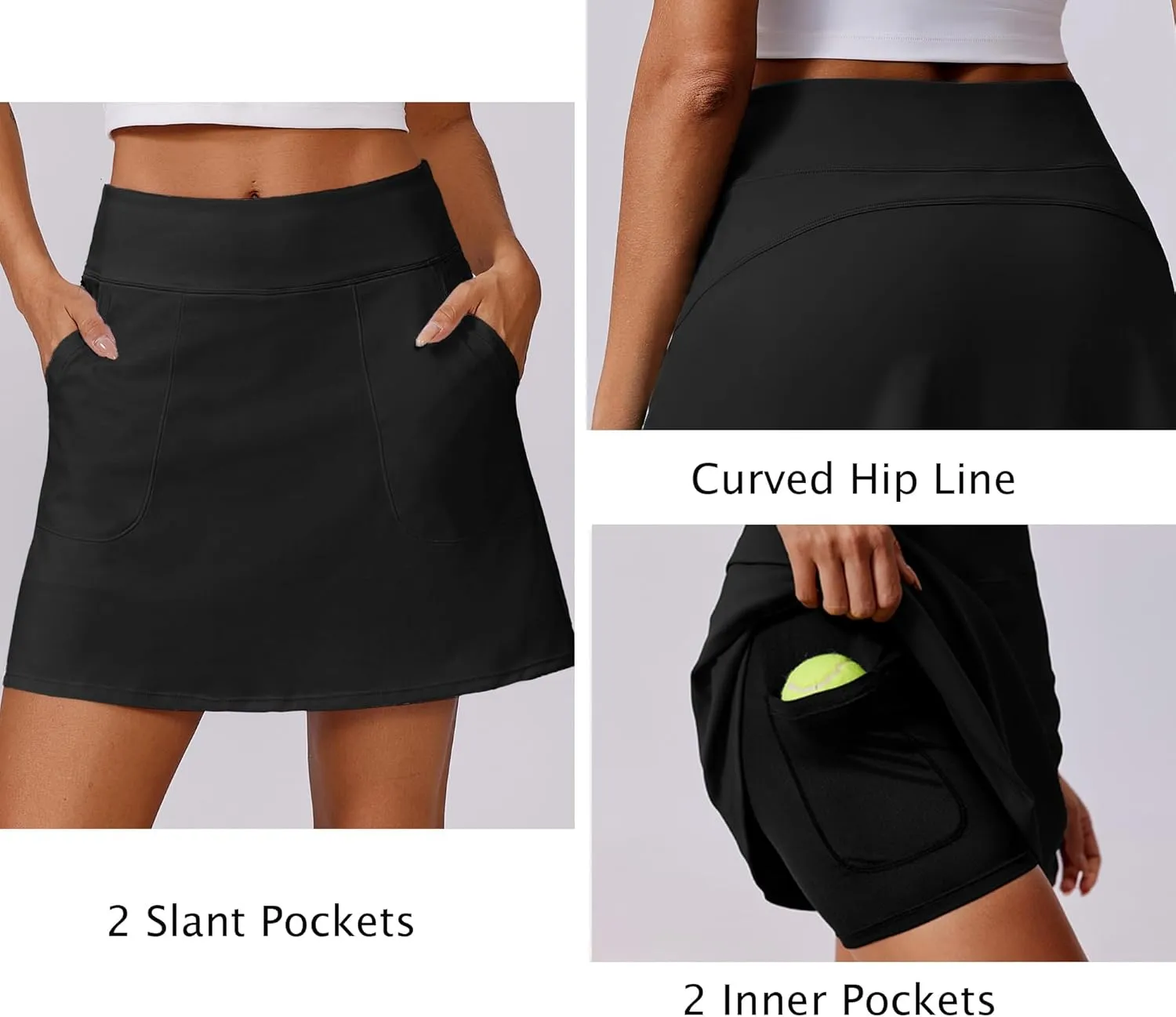 PINSPARK 18" Golf Skorts for Woman High Waisted Tennis Skirt UPF 50  Athletic Skort Skirts with 4 Pockets Workout Pickleball