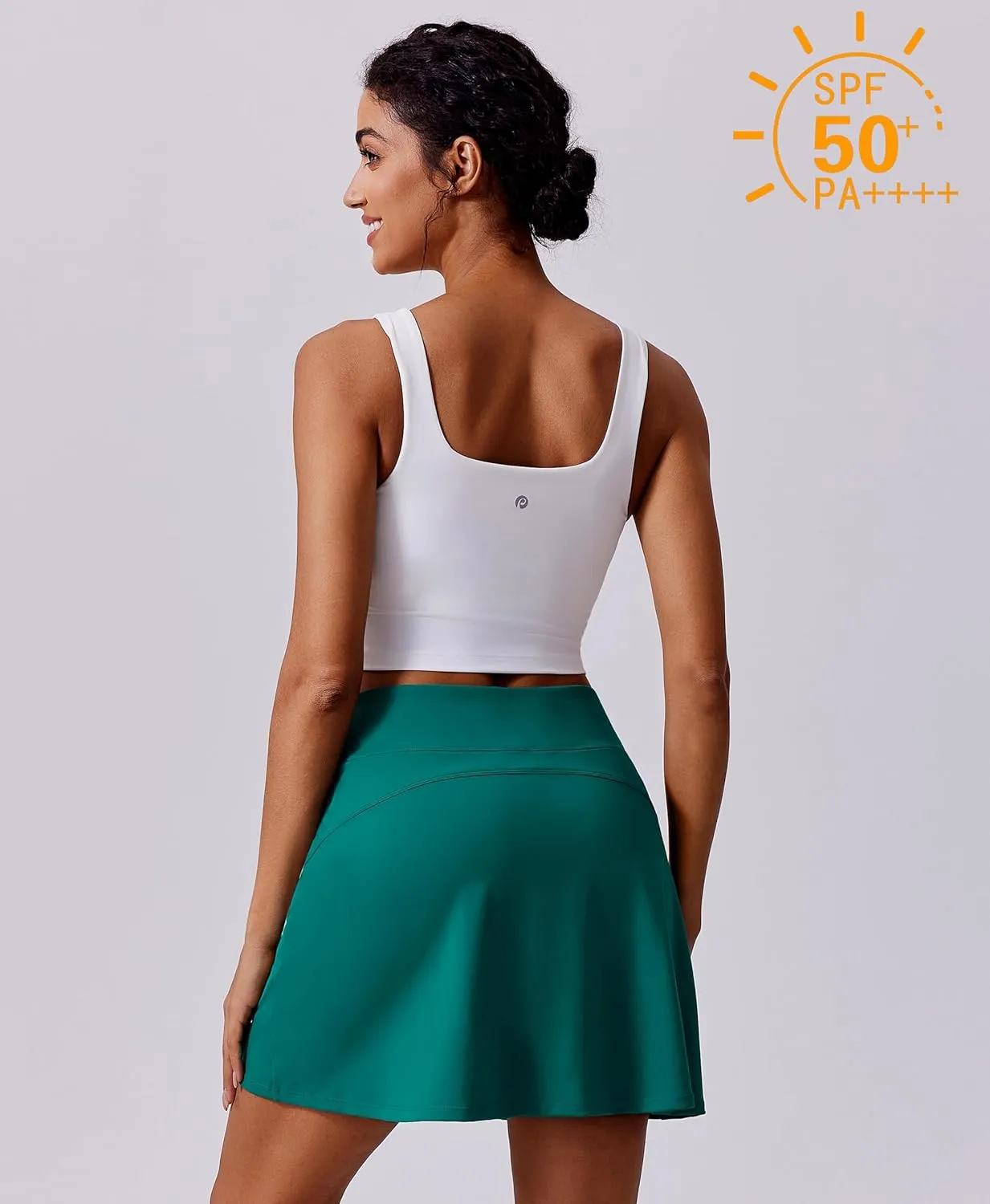 PINSPARK 18" Golf Skorts for Woman High Waisted Tennis Skirt UPF 50  Athletic Skort Skirts with 4 Pockets Workout Pickleball