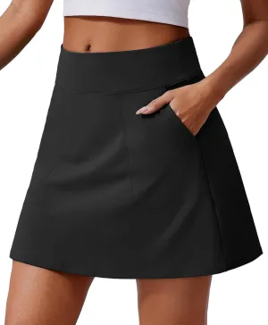PINSPARK 18" Golf Skorts for Woman High Waisted Tennis Skirt UPF 50  Athletic Skort Skirts with 4 Pockets Workout Pickleball