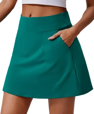 PINSPARK 18" Golf Skorts for Woman High Waisted Tennis Skirt UPF 50  Athletic Skort Skirts with 4 Pockets Workout Pickleball