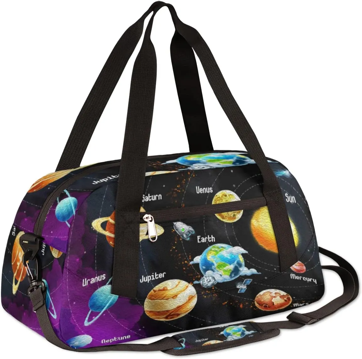Planets Solar System Kids Duffel Bag for Girls Boys Teens, Planets Oil Painting Dance Bag Overnight Small Duffel Bag Carry On Weekend Sports Gym Travel Bag for School Practice Gymnastics Ballet